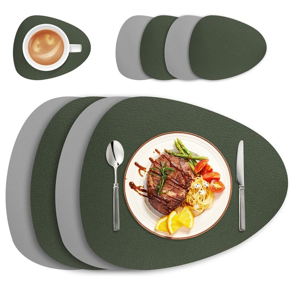 Ecological Leather Dual-Sided Placemats Set - Waterproof and Oil-Proof - Tegulane Global