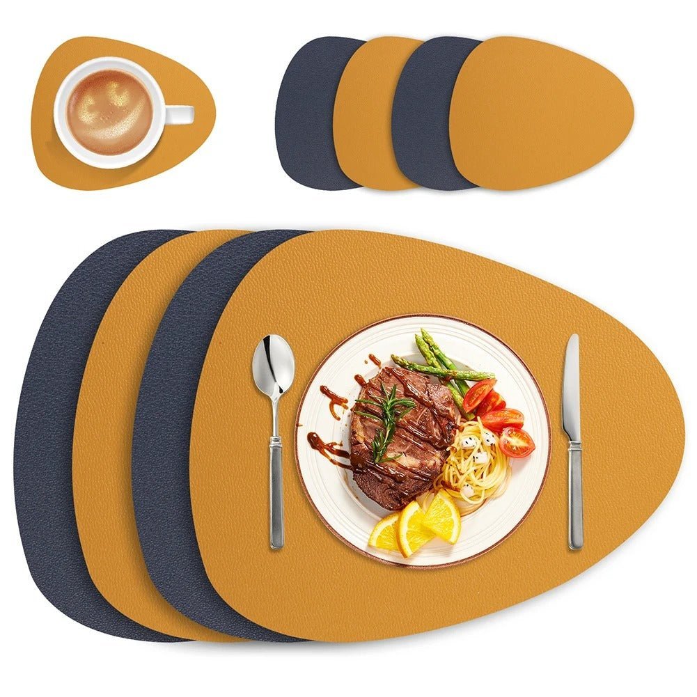 Ecological Leather Dual-Sided Placemats Set - Waterproof and Oil-Proof - Tegulane Global