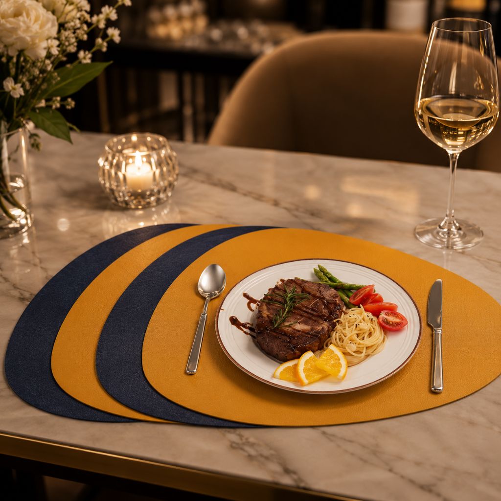 Ecological Leather Dual-Sided Placemats Set - Waterproof and Oil-Proof - Tegulane Global
