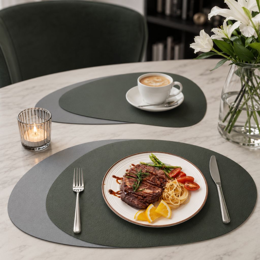 Ecological Leather Dual-Sided Placemats Set - Waterproof and Oil-Proof - Tegulane Global
