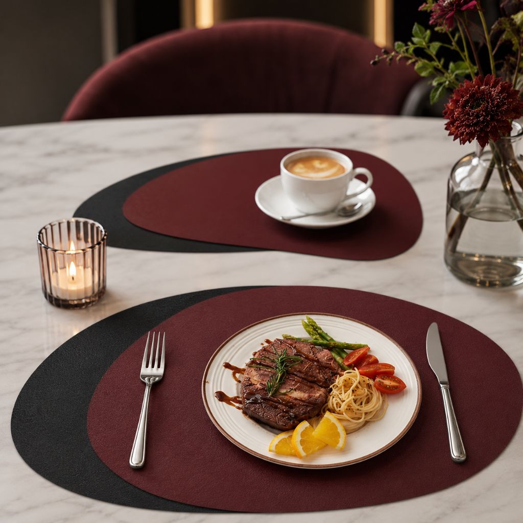Ecological Leather Dual-Sided Placemats Set - Waterproof and Oil-Proof - Tegulane Global