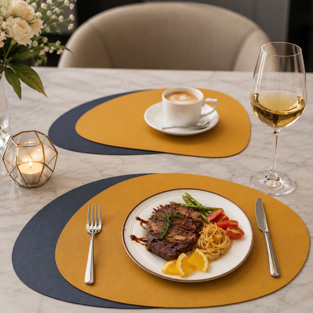 Ecological Leather Dual-Sided Placemats Set - Waterproof and Oil-Proof - Tegulane Global