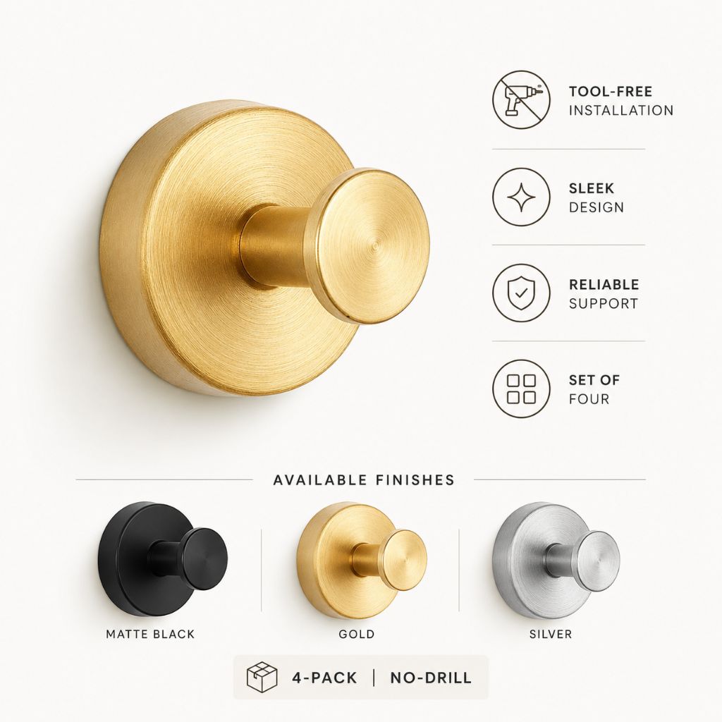 Elevated Suction Wall Hooks | 4-Pack - No-Drill - Tegulane Global