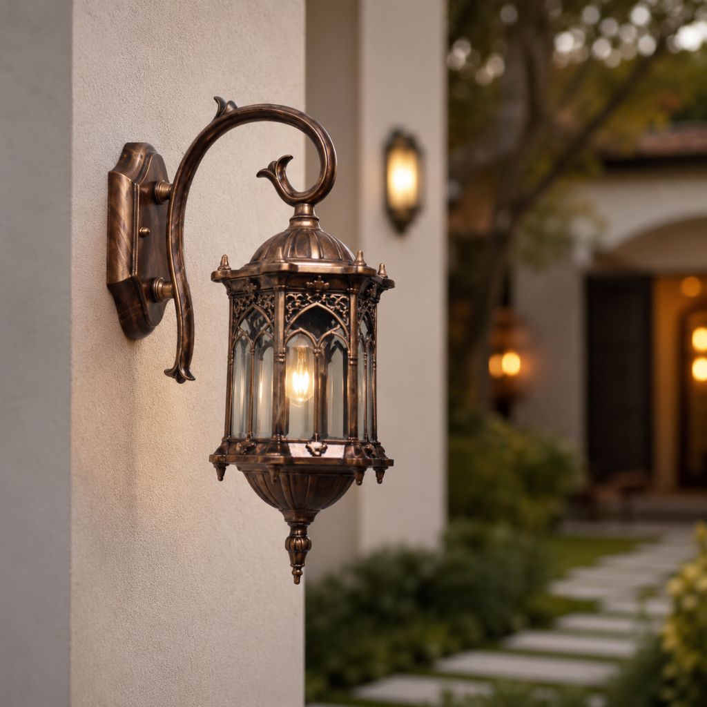 European Style Outdoor Wall Lamp E27 IP55 Retro Aluminium Courtyard - Tegulane Global
