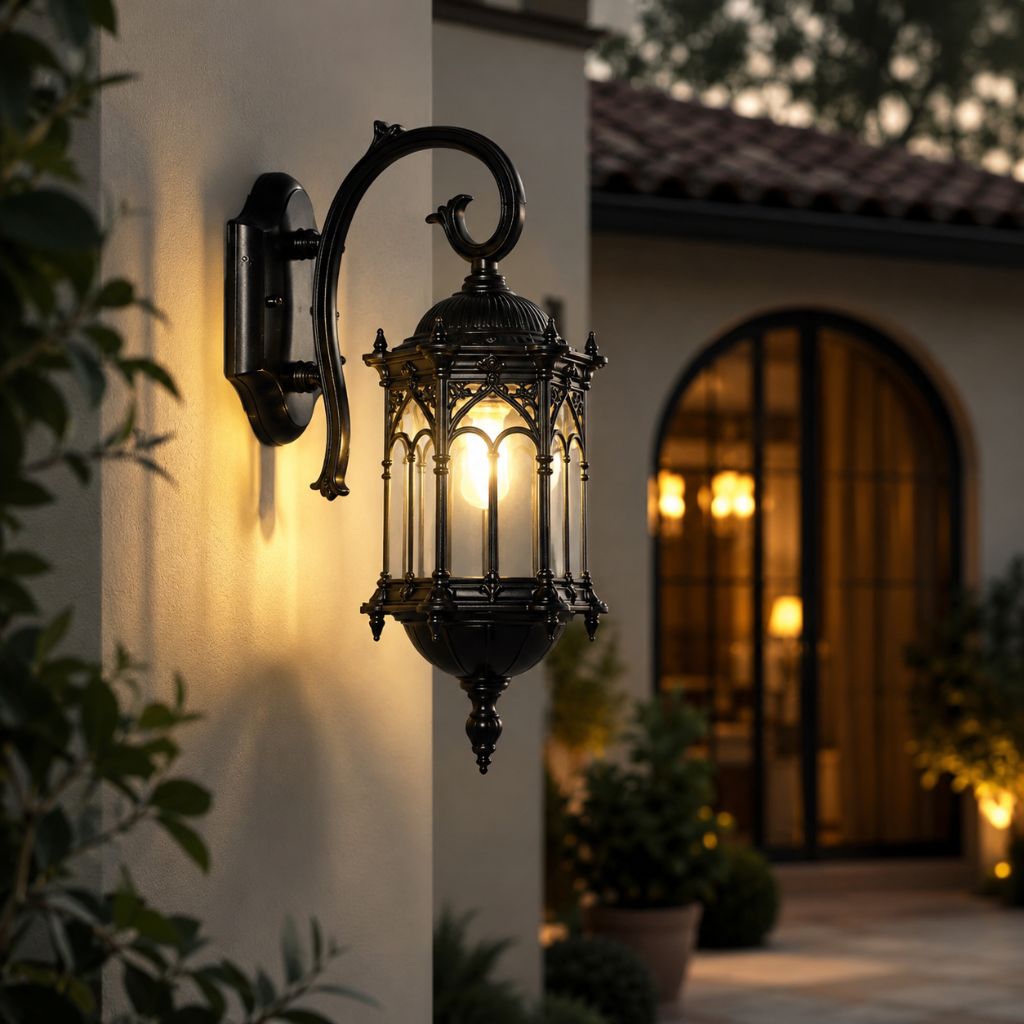 European Style Outdoor Wall Lamp E27 IP55 Retro Aluminium Courtyard - Tegulane Global