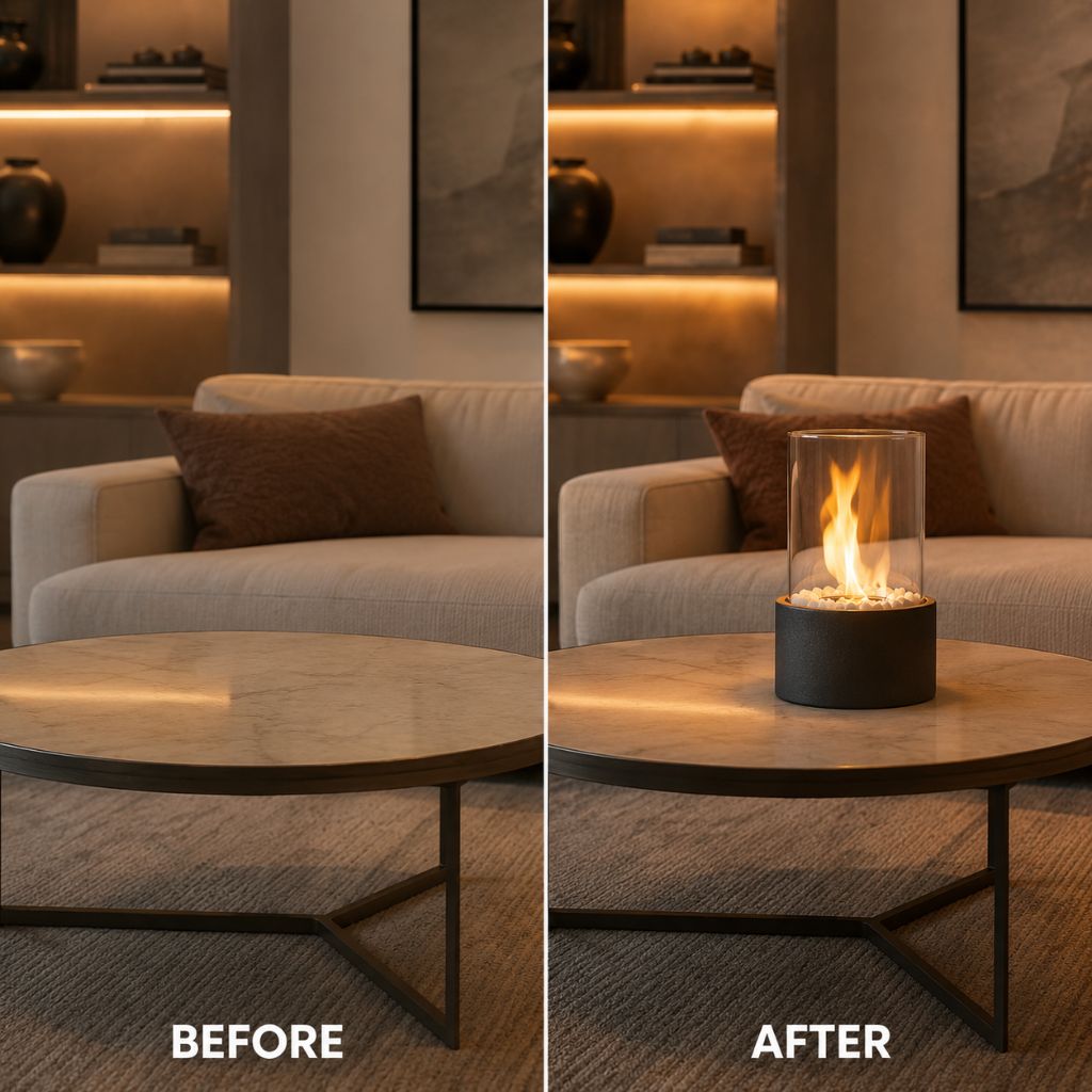 Fire Pit Tabletop Cozy Portable Cylinder Flame - Tegulane Global