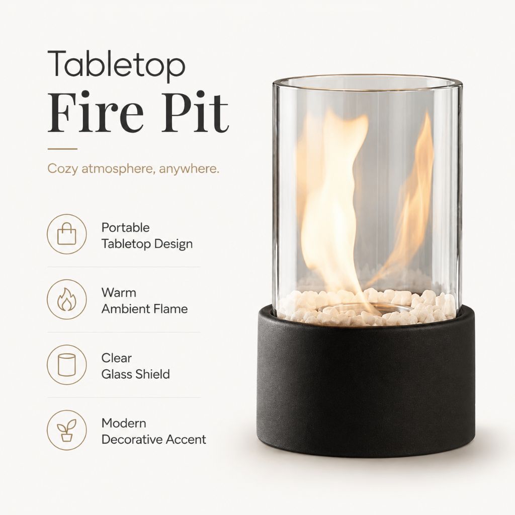 Fire Pit Tabletop Cozy Portable Cylinder Flame - Tegulane Global