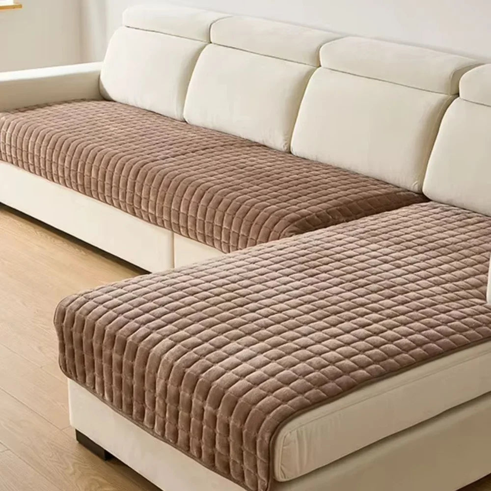 Flannel Sofa Cushion Cover Non-Slip Thickened Plush - Tegulane Global