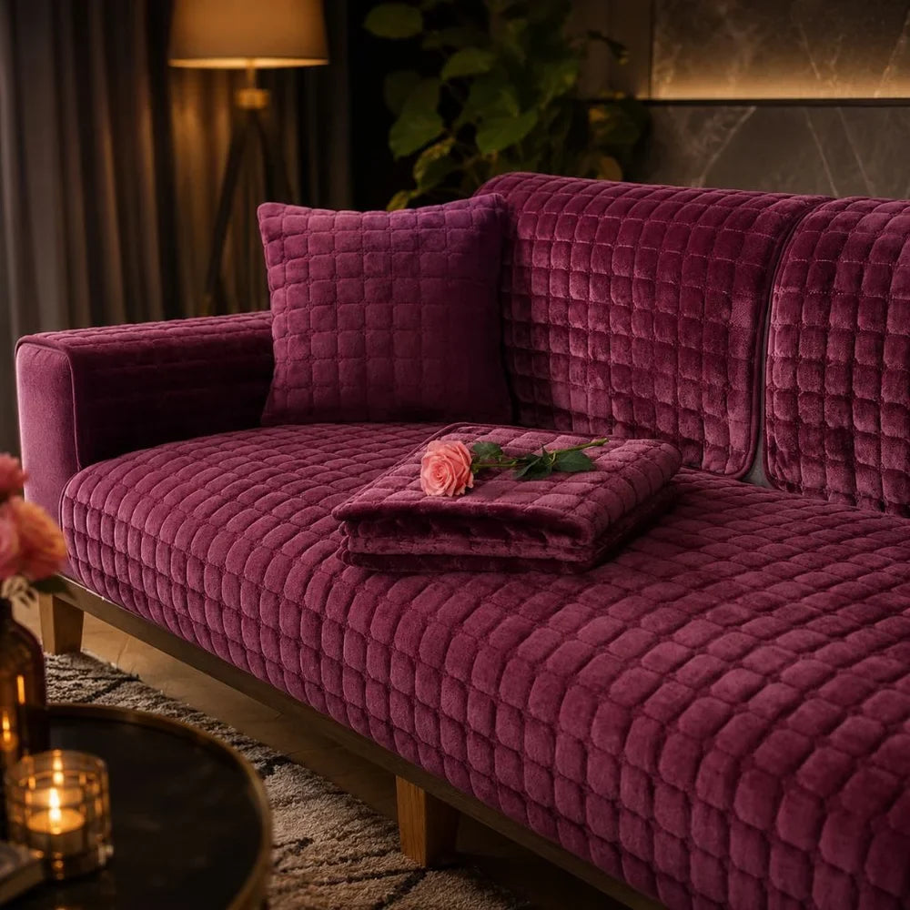 Flannel Sofa Cushion Cover Non-Slip Thickened Plush - Tegulane Global
