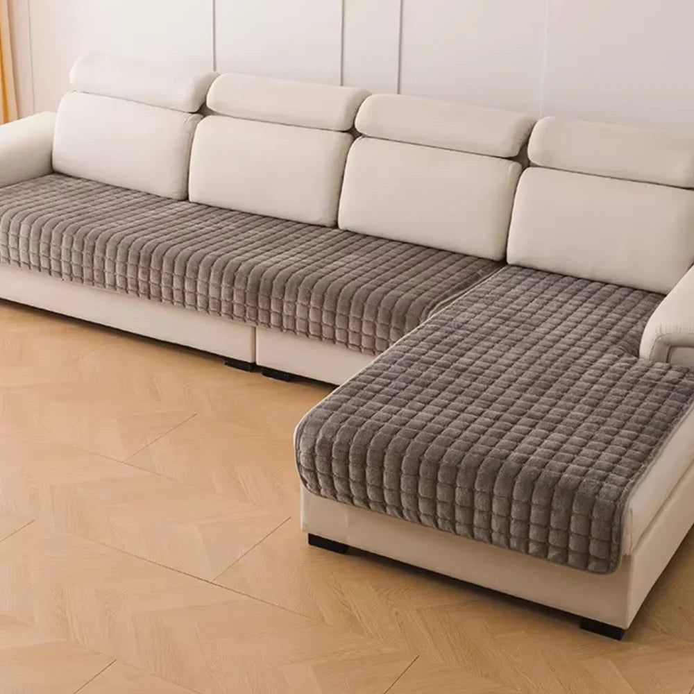 Flannel Sofa Cushion Cover Non-Slip Thickened Plush - Tegulane Global
