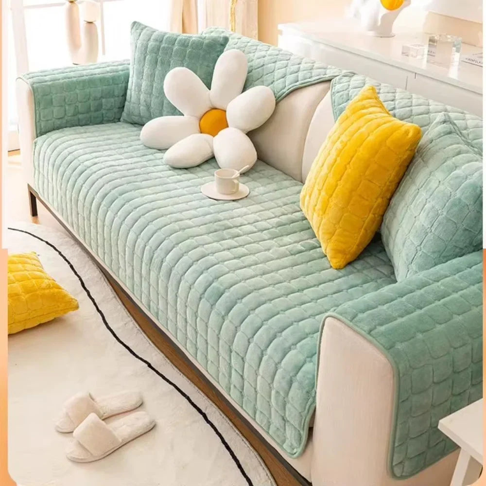 Flannel Sofa Cushion Cover Non-Slip Thickened Plush - Tegulane Global