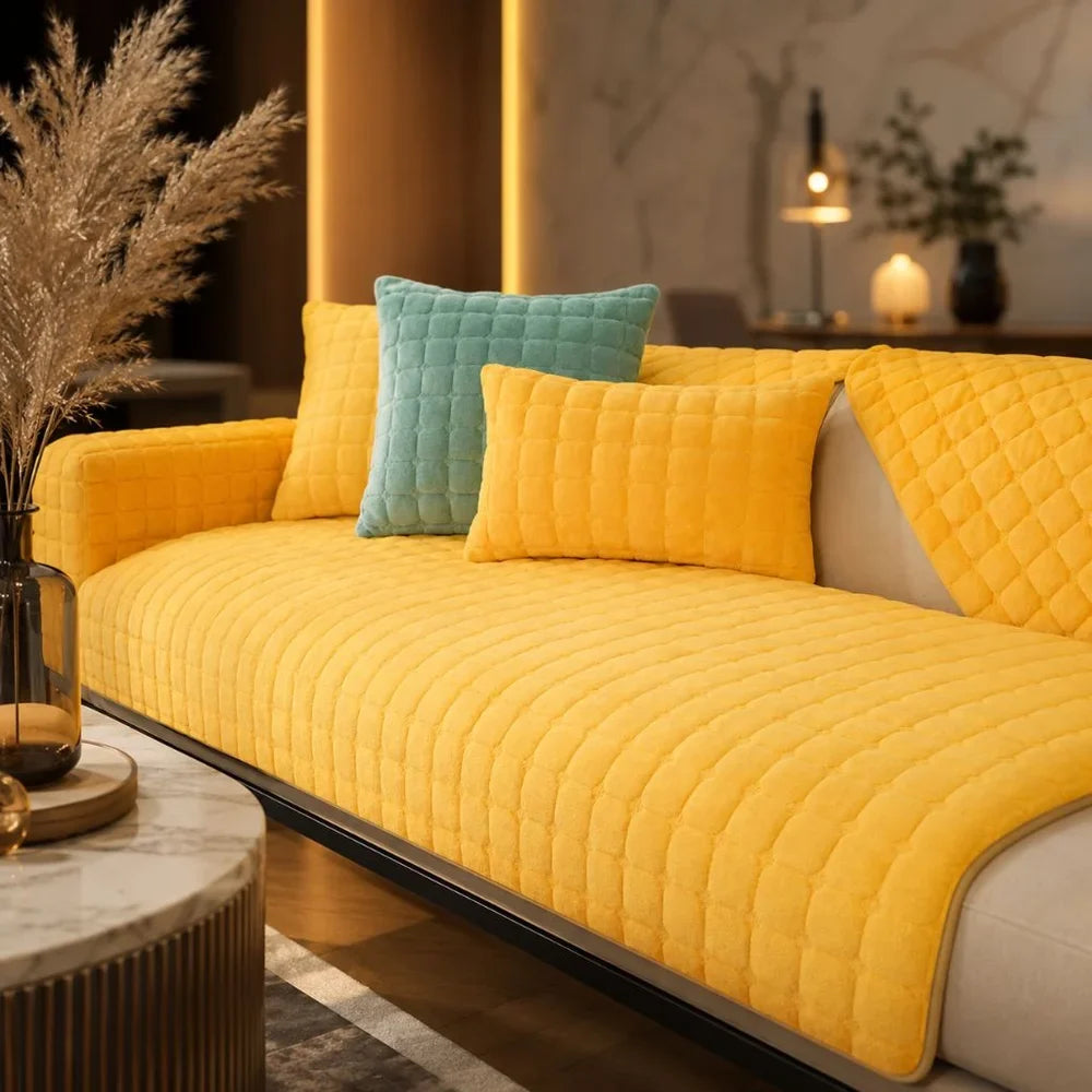 Flannel Sofa Cushion Cover Non-Slip Thickened Plush - Tegulane Global