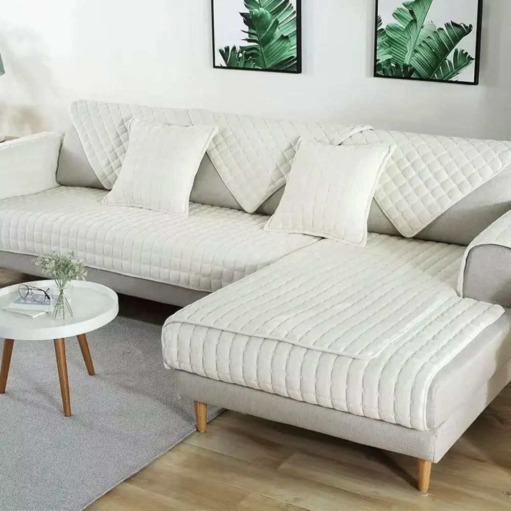 Flannel Sofa Cushion Cover Non-Slip Thickened Plush - Tegulane Global