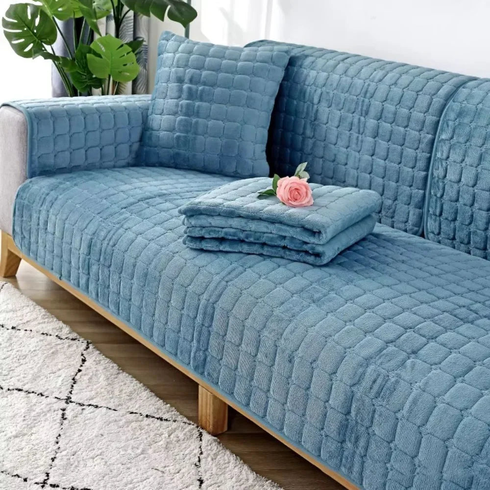 Flannel Sofa Cushion Cover Non-Slip Thickened Plush - Tegulane Global