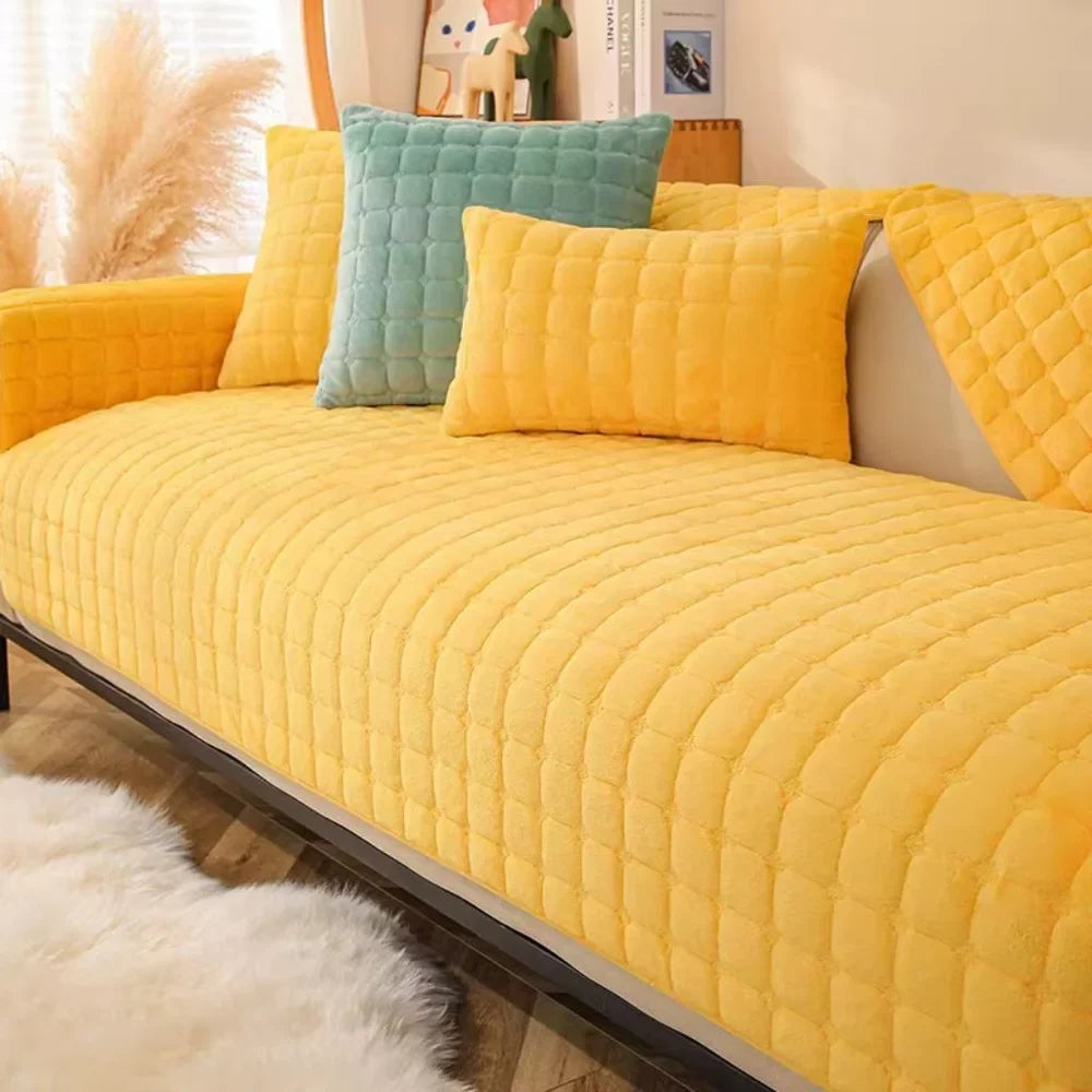 Flannel Sofa Cushion Cover Non-Slip Thickened Plush - Tegulane Global