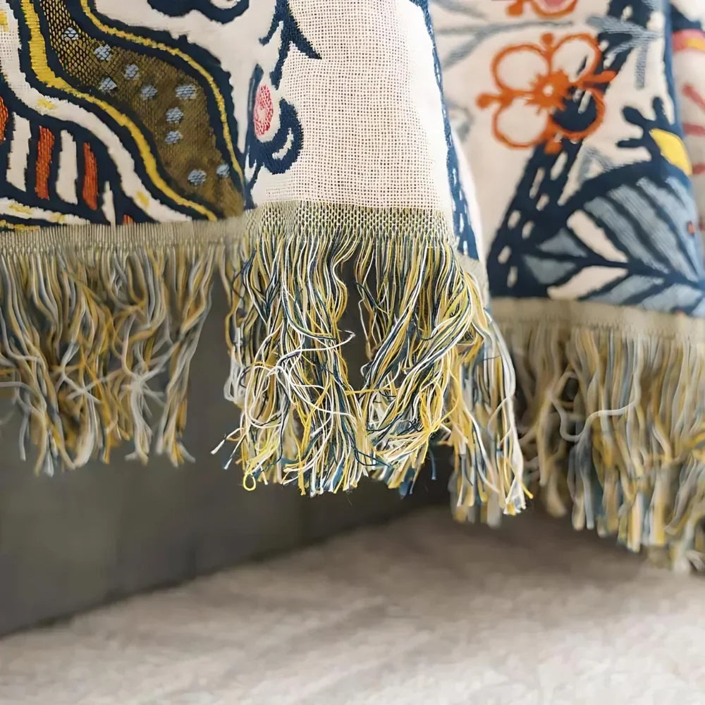 Reversible Floral Cotton Jacquard Throw Blanket - Tegulane Global