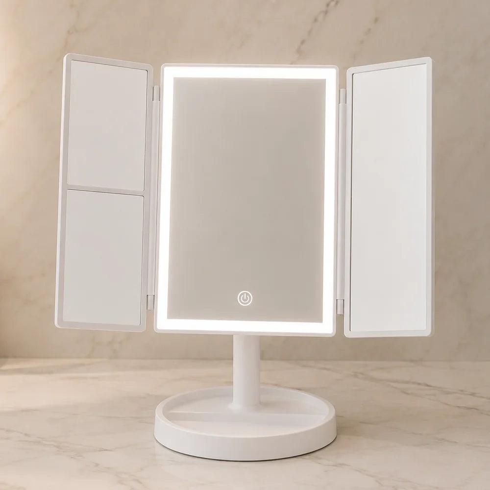 Foldable Makeup Magnifying Mirror with LED Light 3 Tone Dimmable - Tegulane Global