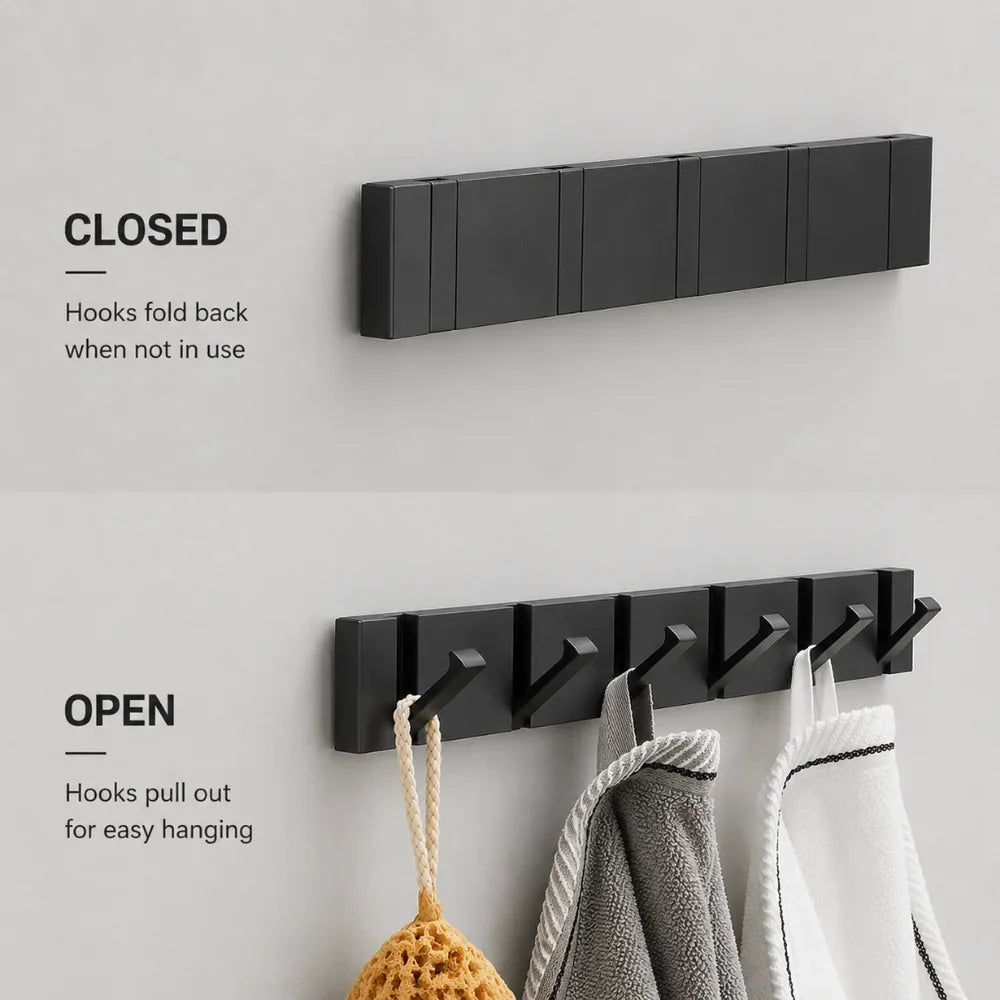 Foldable Wall Hook | Minimalist Stainless Steel – 2 to 6 Hooks - Tegulane Global