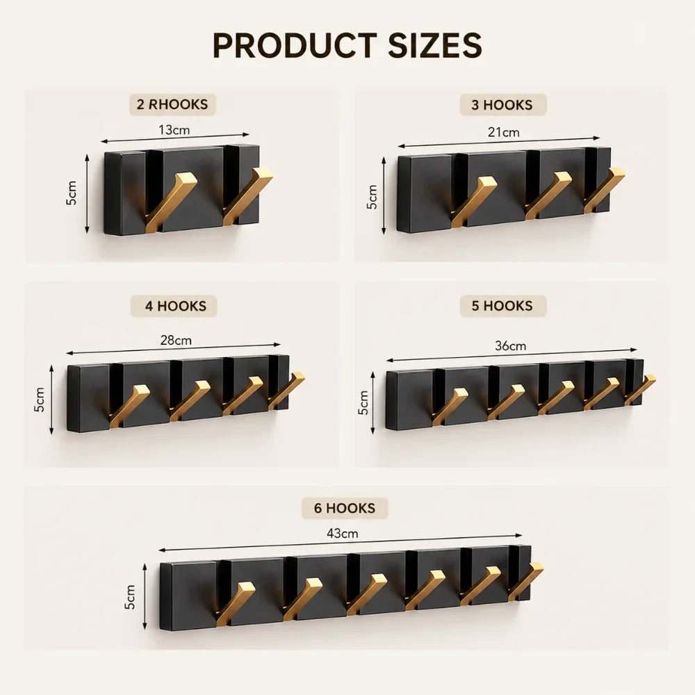 Foldable Wall Hook | Minimalist Stainless Steel – 2 to 6 Hooks - Tegulane Global