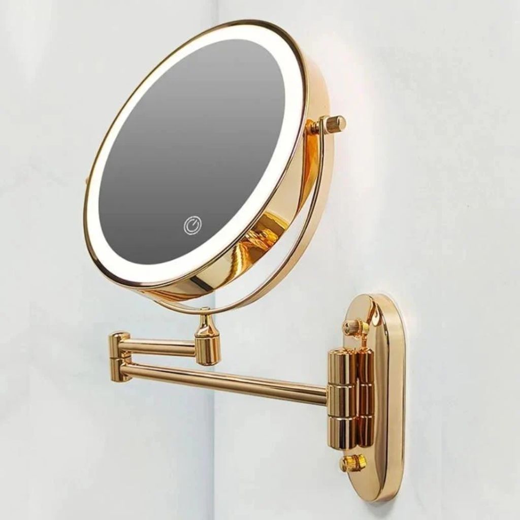 Gold LED Magnifying Mirror – Rechargeable Perfect for Makeup & Bathroom - Tegulane Global
