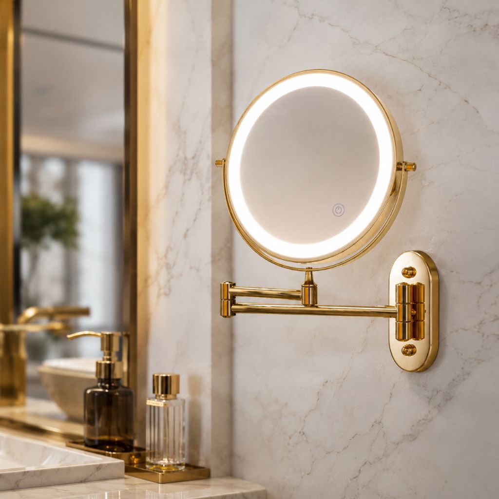 Gold LED Magnifying Mirror – Rechargeable Perfect for Makeup & Bathroom - Tegulane Global