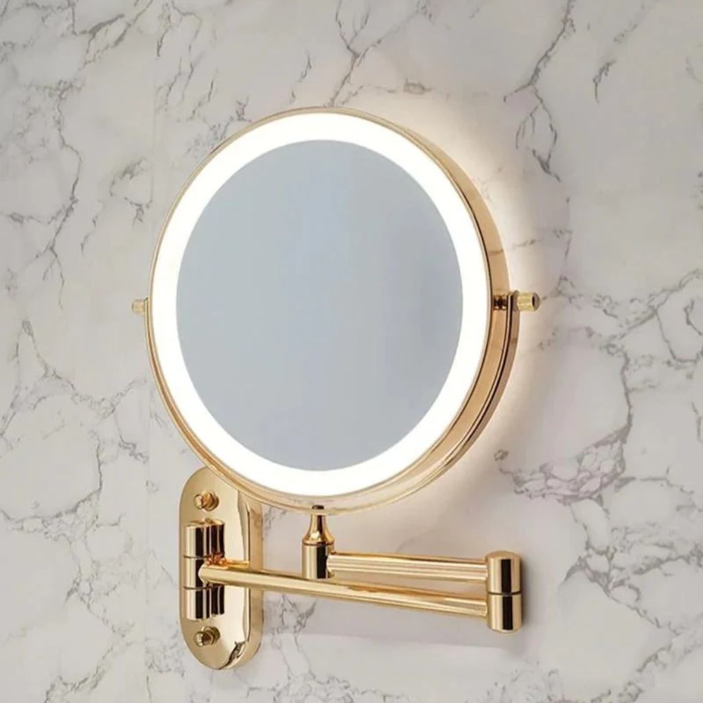 Gold LED Magnifying Mirror – Rechargeable Perfect for Makeup & Bathroom - Tegulane Global