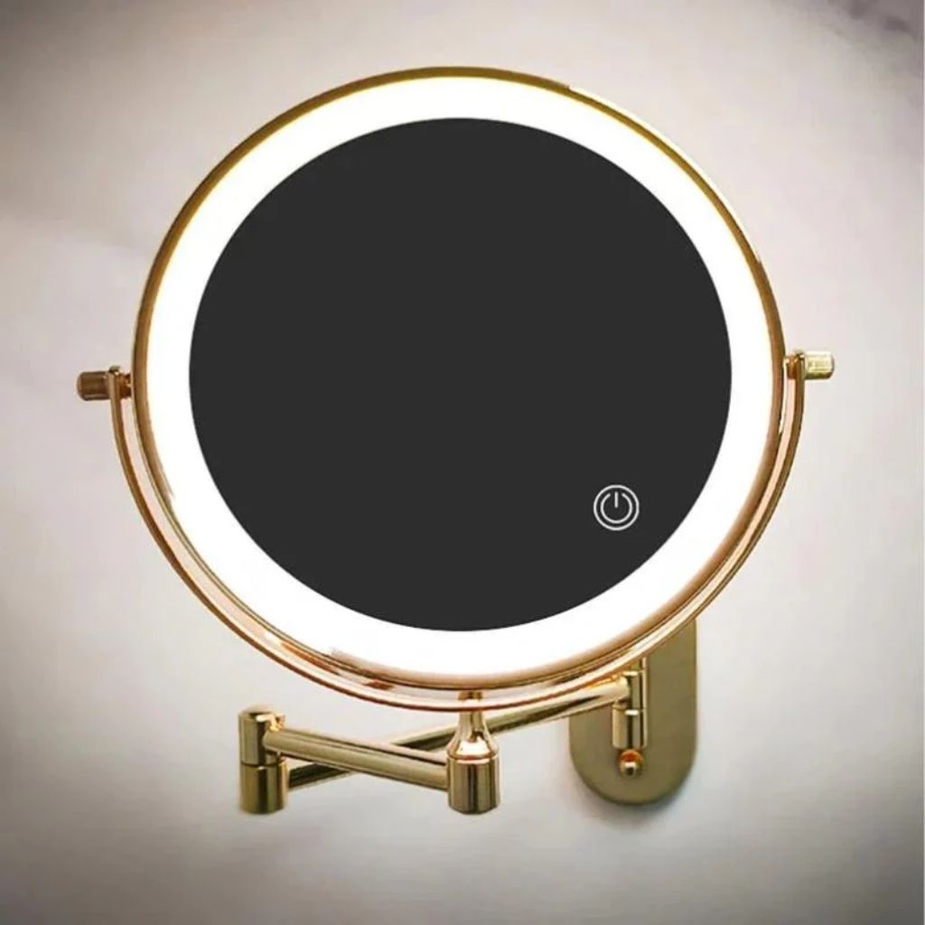 Gold LED Magnifying Mirror – Rechargeable Perfect for Makeup & Bathroom - Tegulane Global