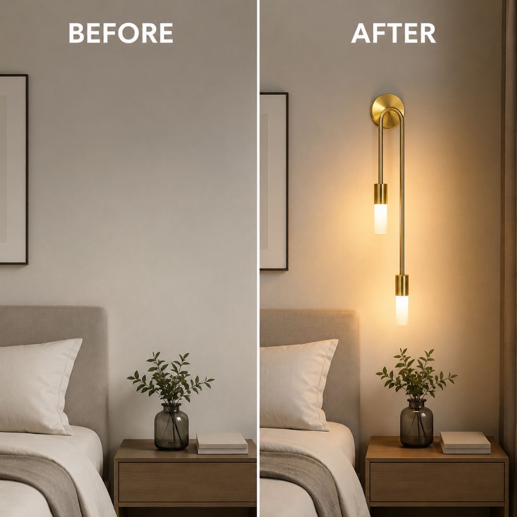 Gold Wall Sconce with Double Frosted Glass Cylinders - Tegulane Global