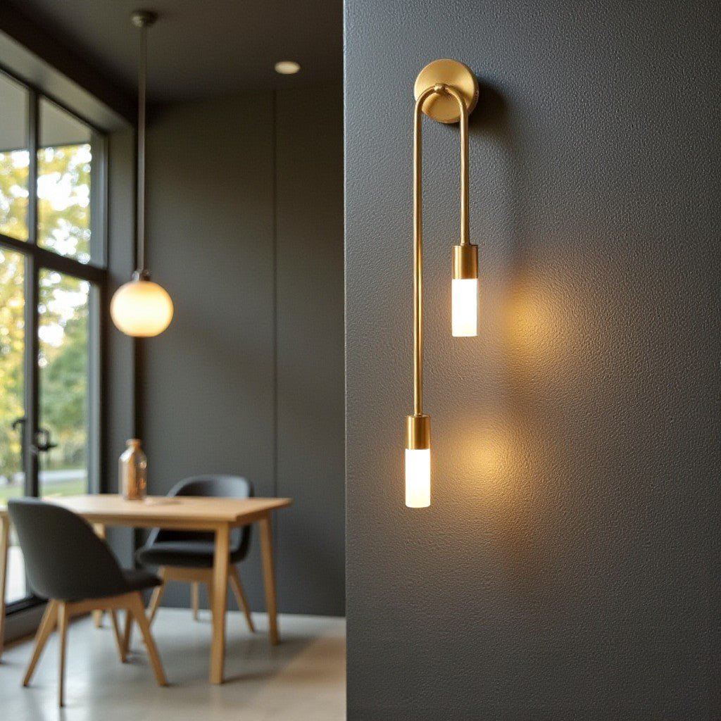 Gold Wall Sconce with Double Frosted Glass Cylinders - Tegulane Global