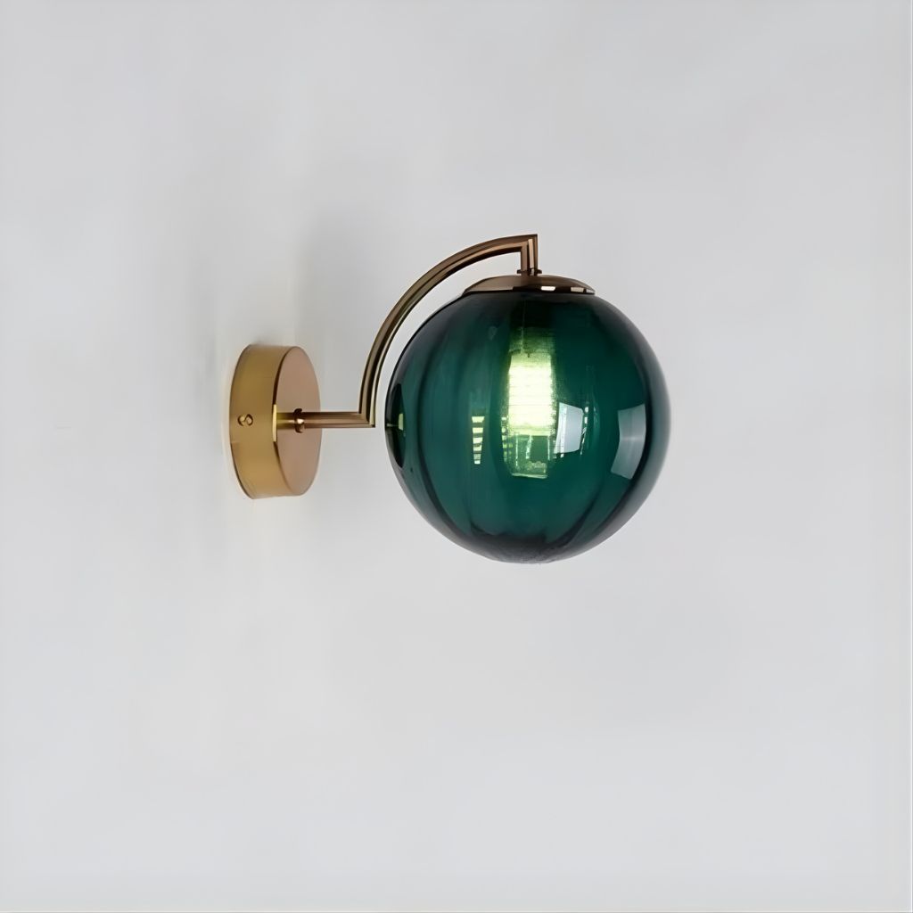 Gold Wall Sconce with Ribbed Glass Globe - Tegulane Global