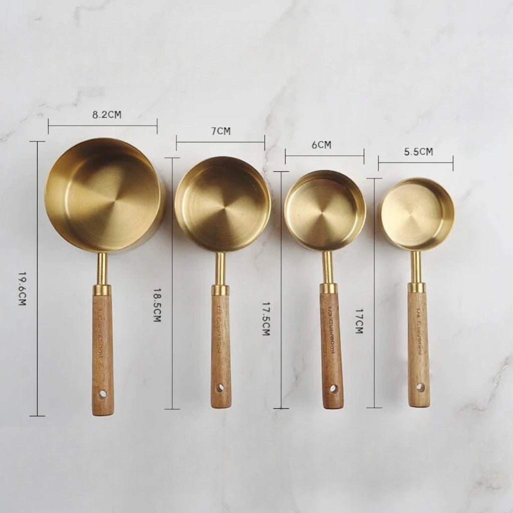 Golden & Wood Measuring Cups and Spoons Set - Tegulane Global