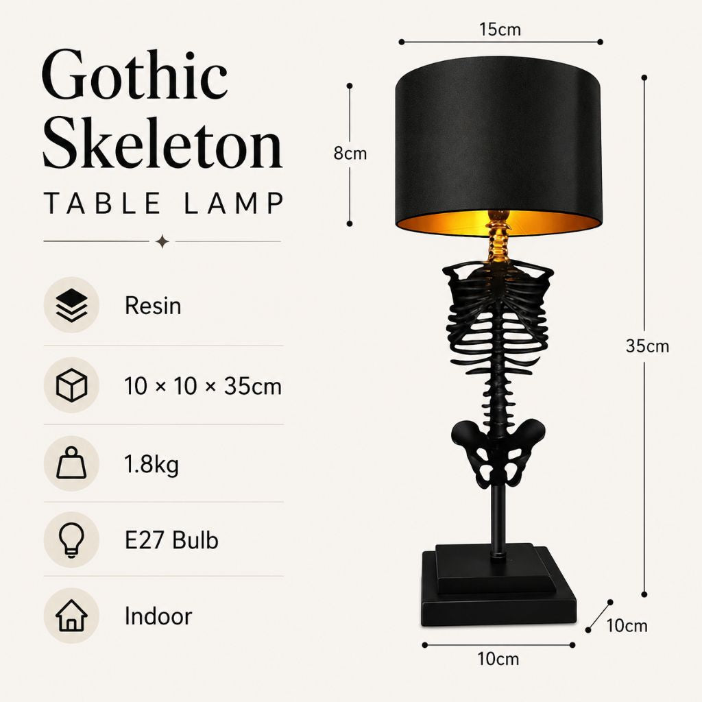 Gothic Skeleton Table Lamp - Tegulane Global