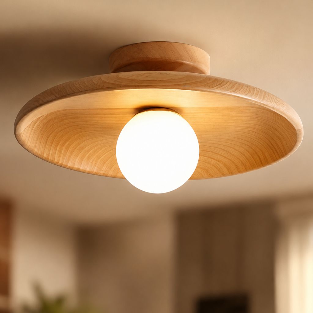 HaloWood Nordic Wood Round Ceiling Light - Tegulane Global