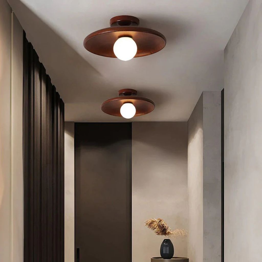 HaloWood Nordic Wood Round Ceiling Light - Tegulane Global