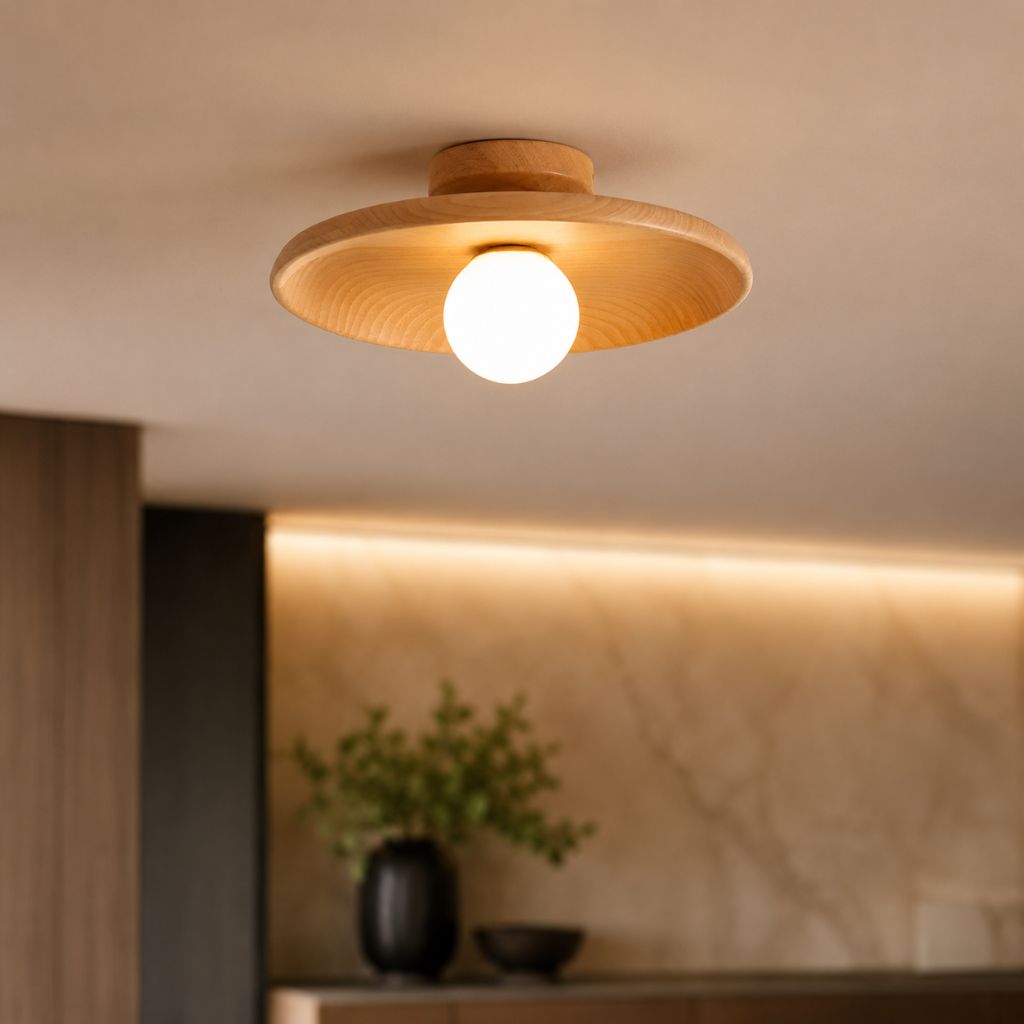 HaloWood Nordic Wood Round Ceiling Light - Tegulane Global