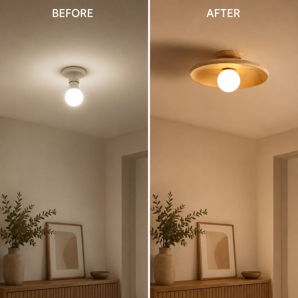 HaloWood Nordic Wood Round Ceiling Light - Tegulane Global