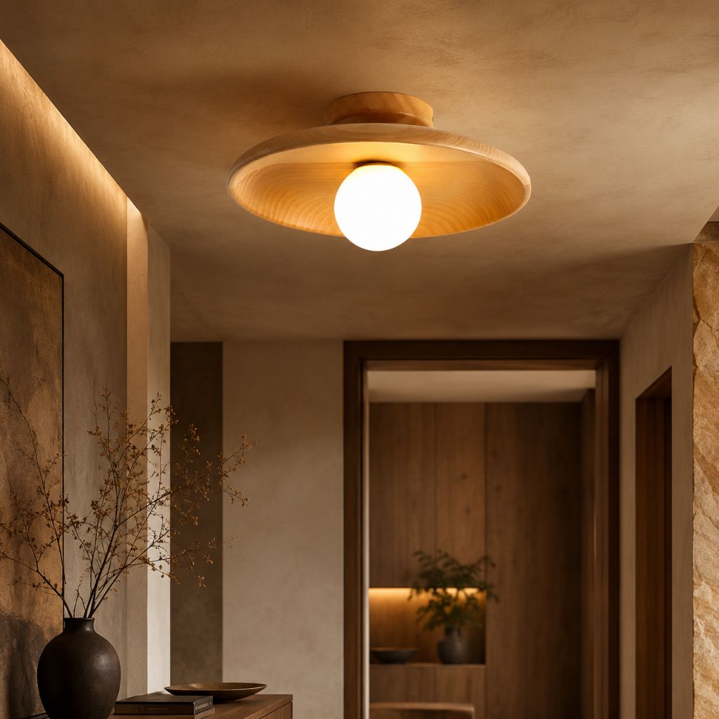 HaloWood Nordic Wood Round Ceiling Light - Tegulane Global