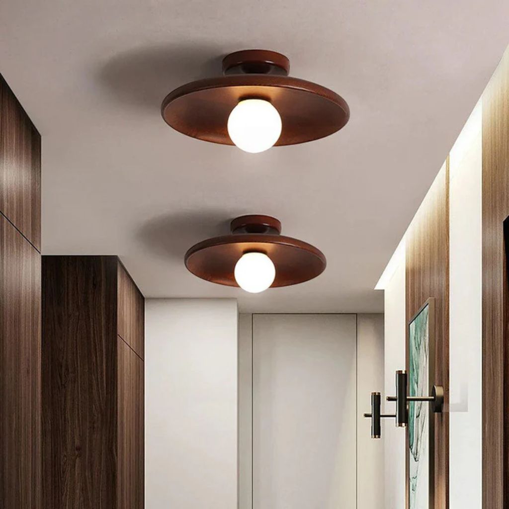 HaloWood Nordic Wood Round Ceiling Light - Tegulane Global