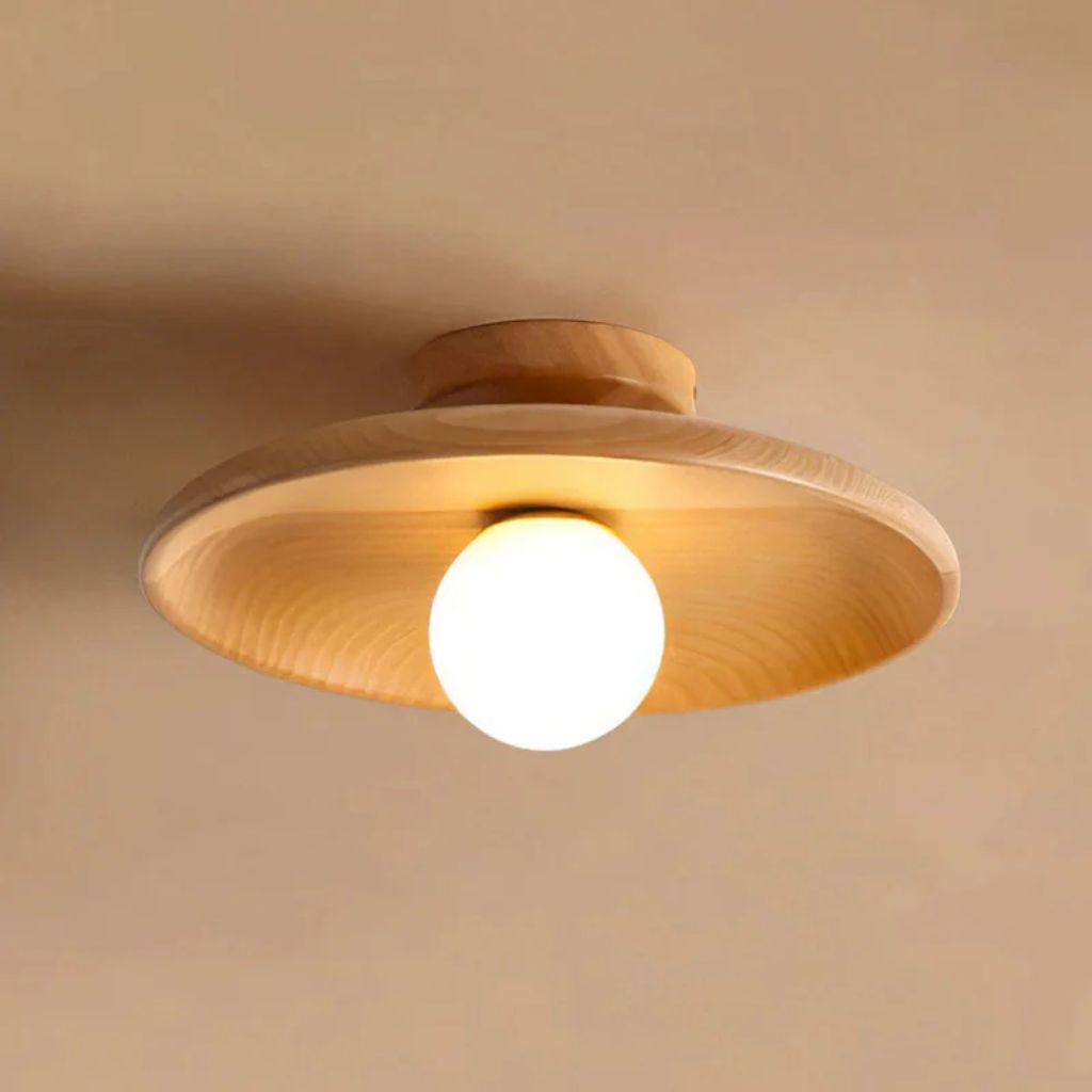 HaloWood Nordic Wood Round Ceiling Light - Tegulane Global
