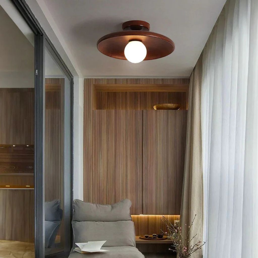 HaloWood Nordic Wood Round Ceiling Light - Tegulane Global