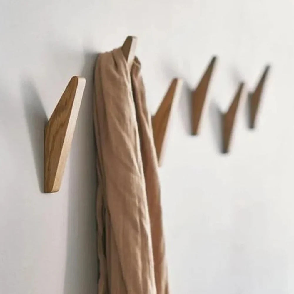 Handmade Wooden Wall Hooks - Set of 4 Boho Natural Wood - Tegulane Global