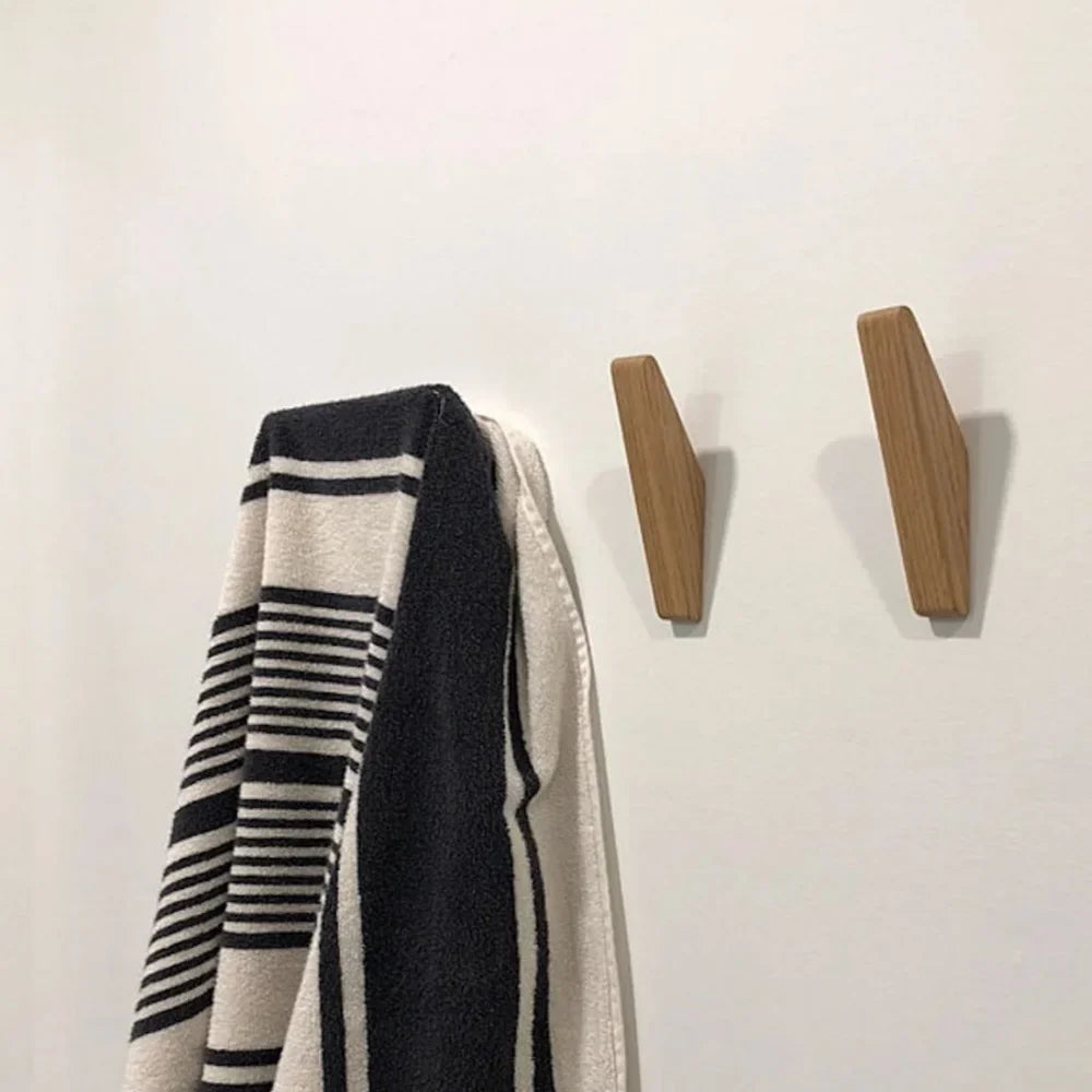 Handmade Wooden Wall Hooks - Set of 4 Boho Natural Wood - Tegulane Global