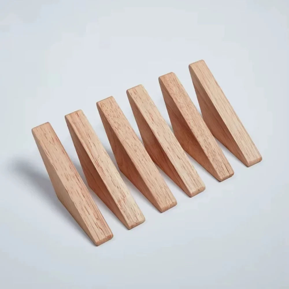 Handmade Wooden Wall Hooks - Set of 4 Boho Natural Wood - Tegulane Global