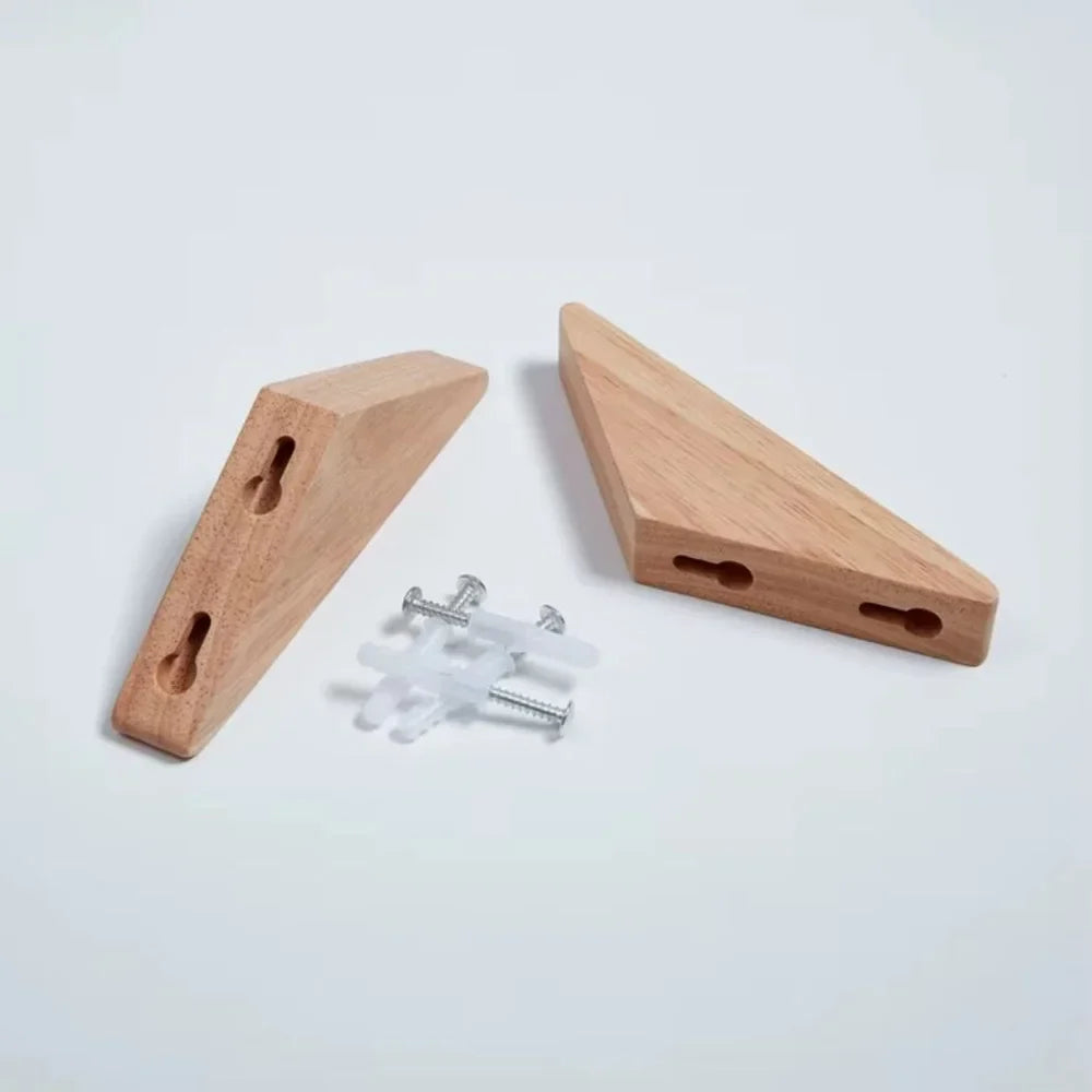 Handmade Wooden Wall Hooks - Set of 4 Boho Natural Wood - Tegulane Global