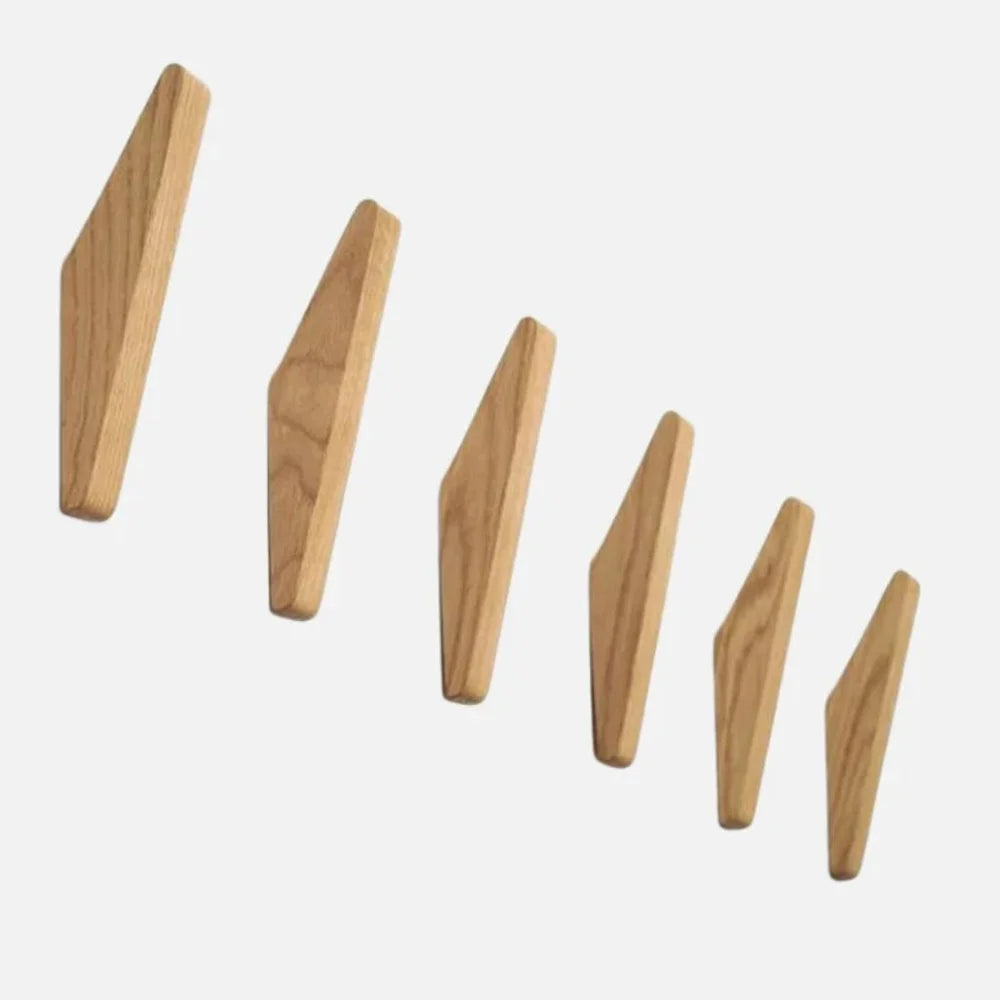 Handmade Wooden Wall Hooks - Set of 4 Boho Natural Wood - Tegulane Global