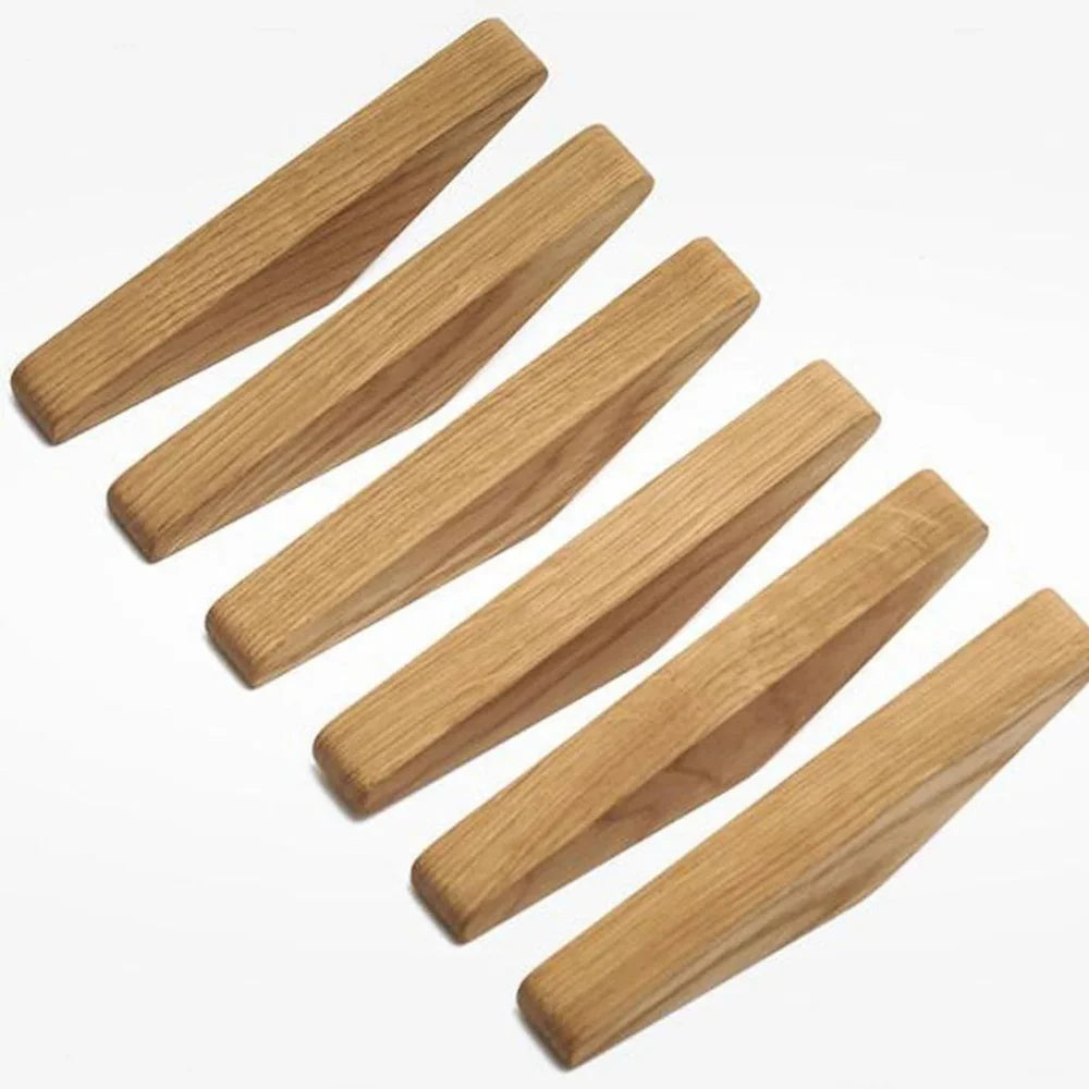 Handmade Wooden Wall Hooks - Set of 4 Boho Natural Wood - Tegulane Global