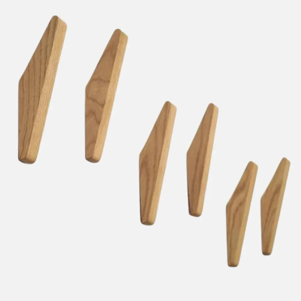 Handmade Wooden Wall Hooks - Set of 4 Boho Natural Wood - Tegulane Global