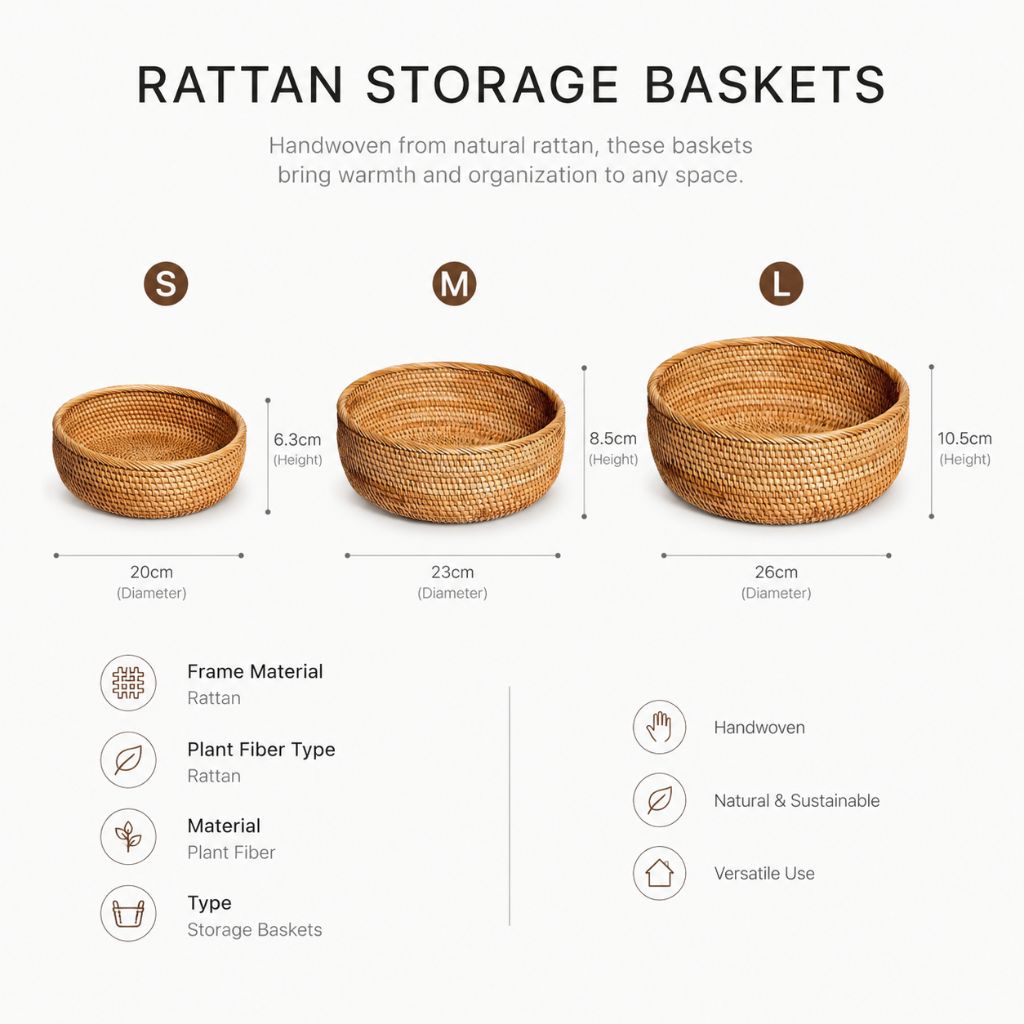 Handwoven Wicker Storage Basket for Home Use - Tegulane Global