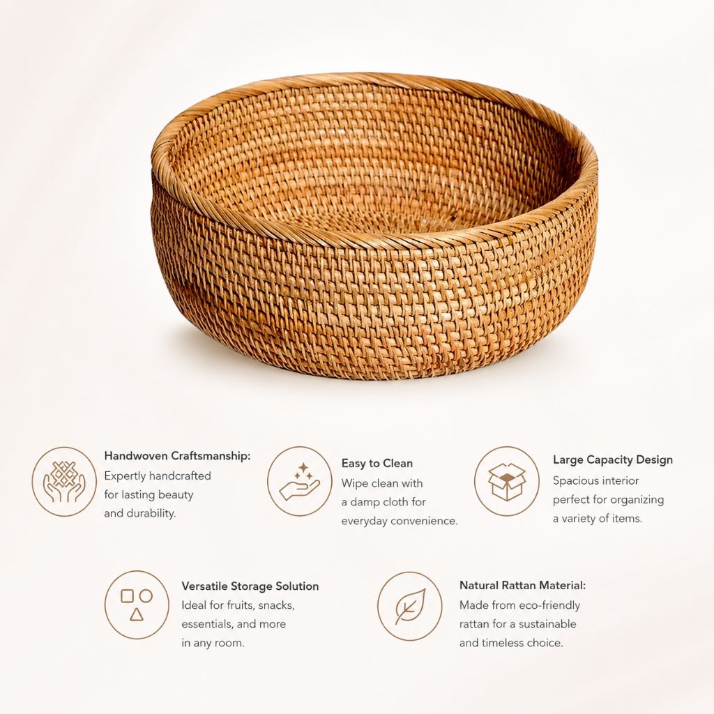 Handwoven Wicker Storage Basket for Home Use - Tegulane Global