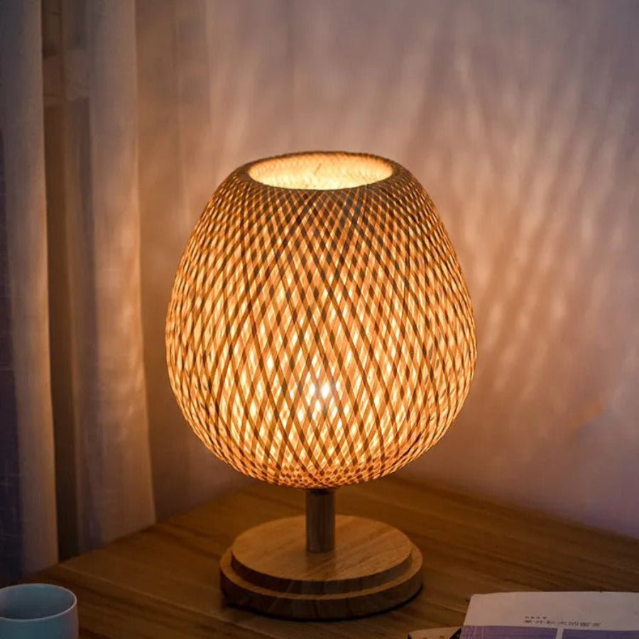 Hygge Handmade Bamboo & Wood Rattan Table Lamp - Tegulane Global